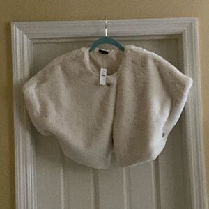 talbots black faux fur capelet size medium NWT